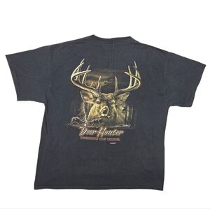Y2K Deer Hunter T-Shirt Vtg Buck Wear Hunting Black XL Dominate The Woods Nature
